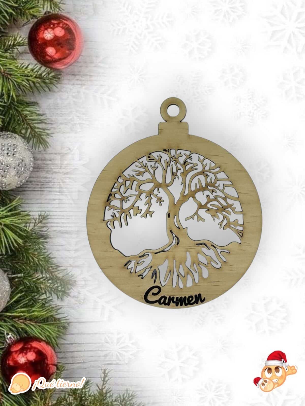 BOLA NAVIDAD QUE TIERNO CANARIAS MADERA PERSONALIZADO