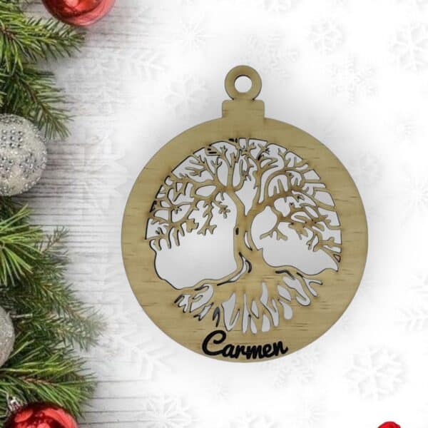 BOLA NAVIDAD QUE TIERNO CANARIAS MADERA PERSONALIZADO