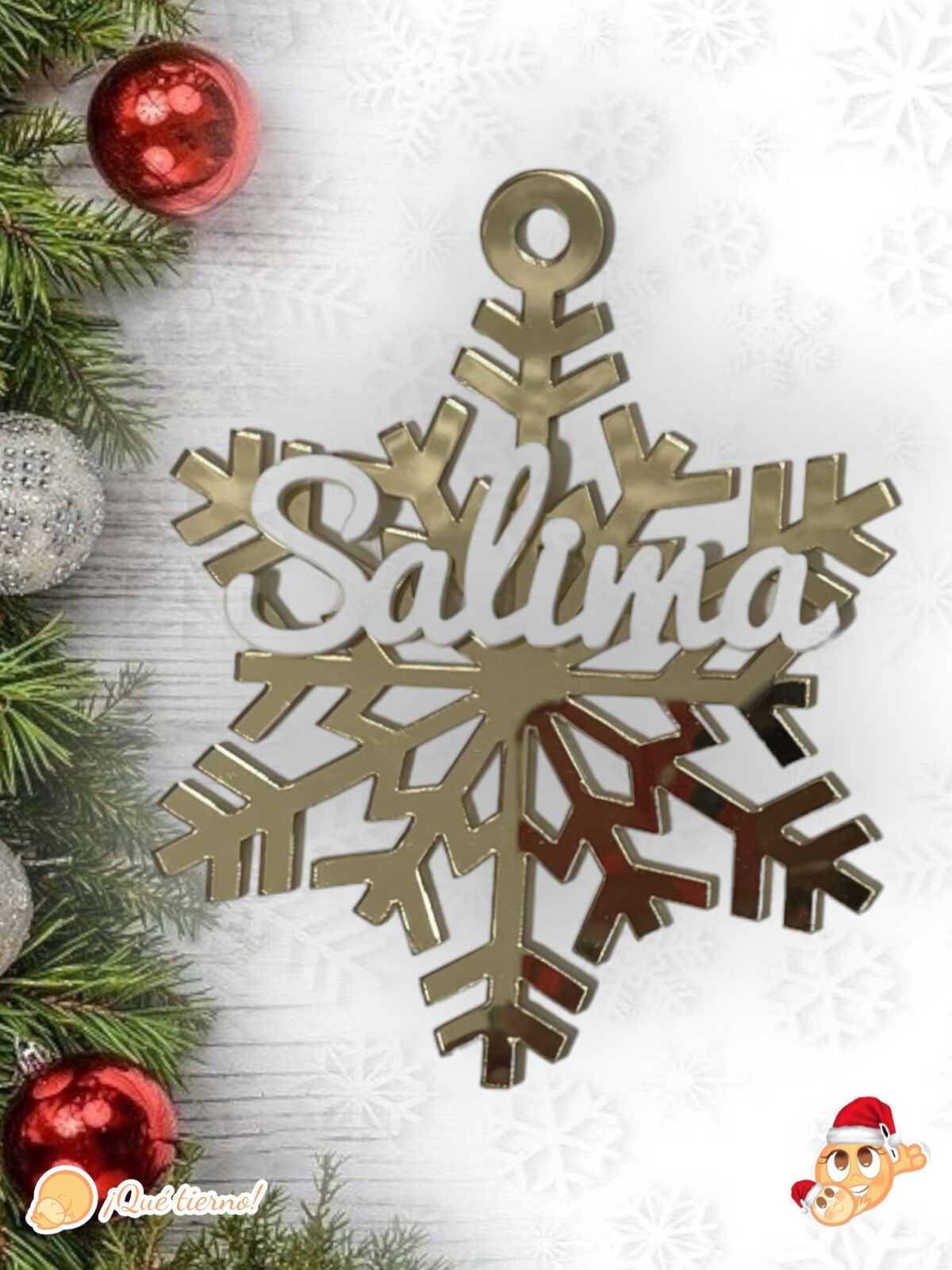 BOLA NAVIDAD QUE TIERNO CANARIAS MADERA PERSONALIZADO