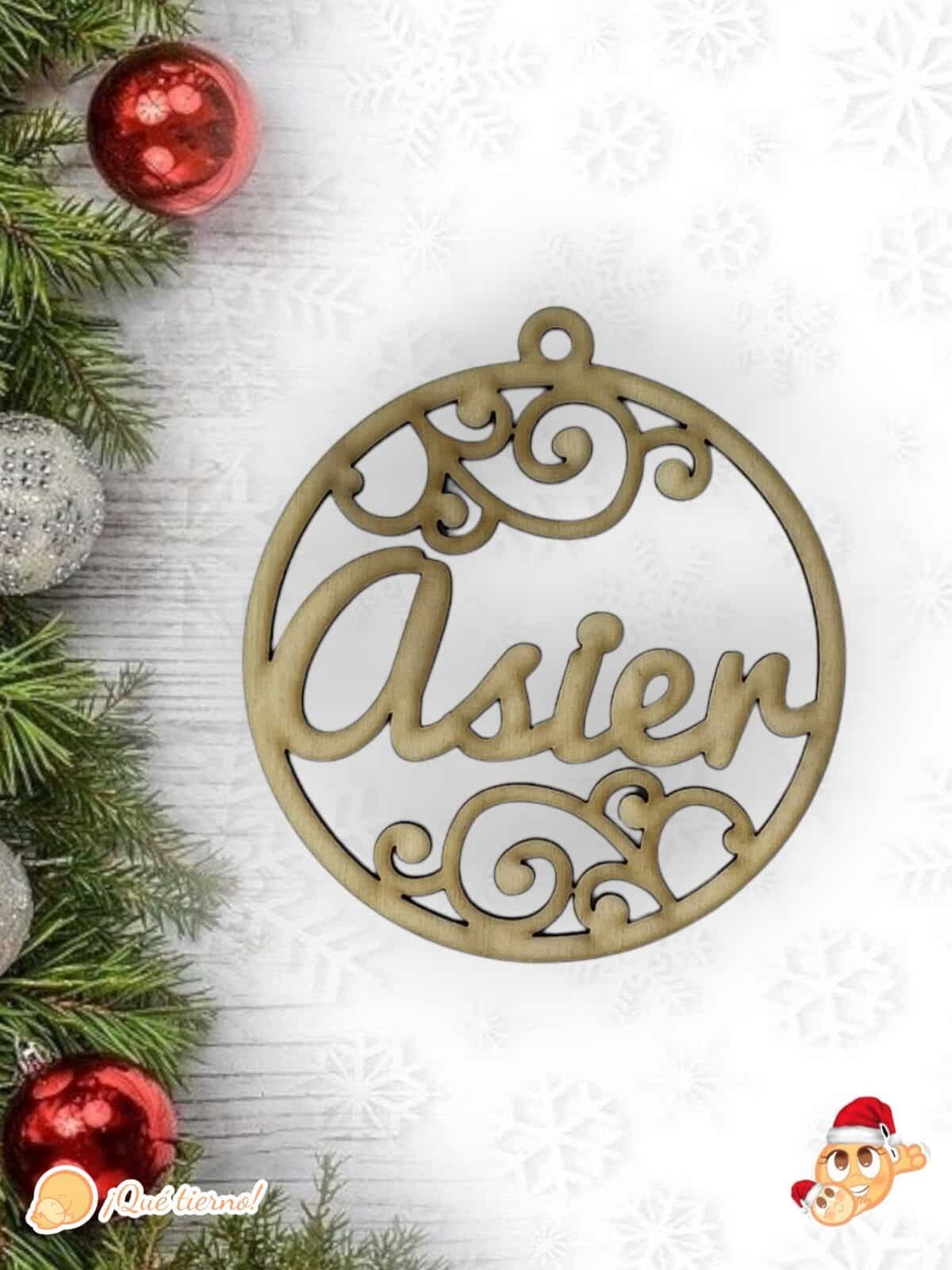 BOLA NAVIDAD QUE TIERNO CANARIAS MADERA PERSONALIZADO