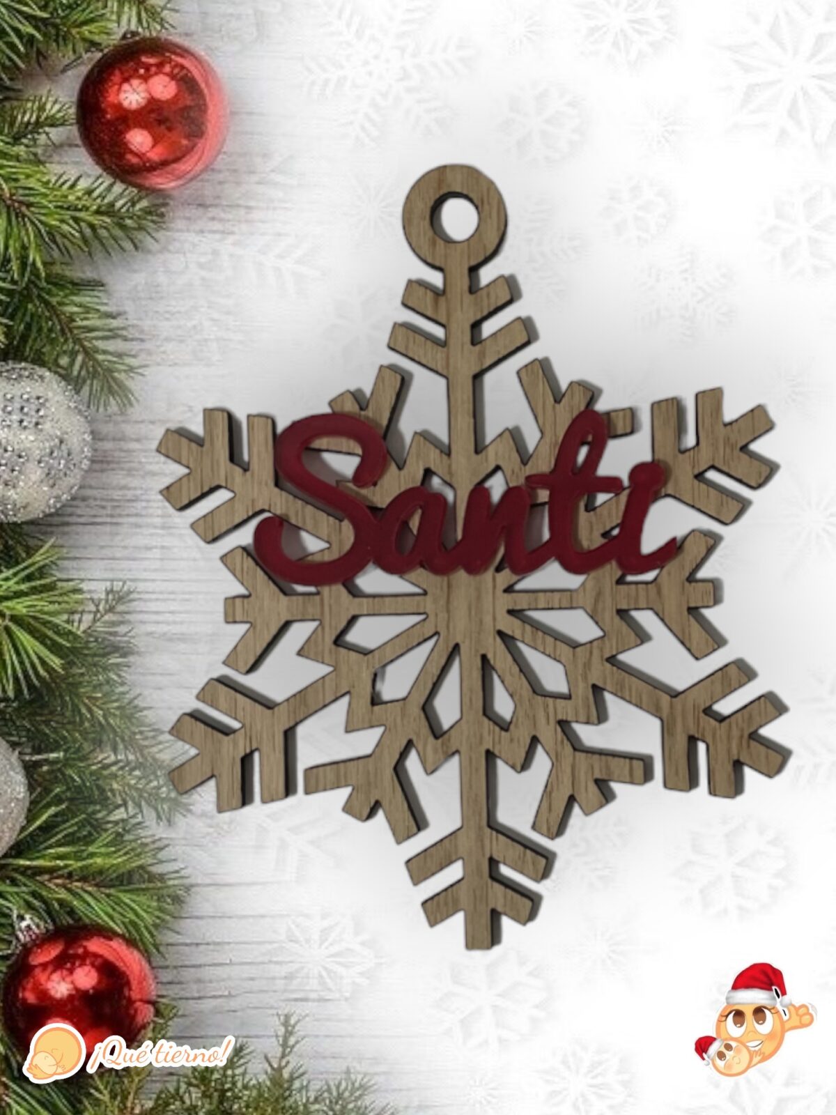 BOLA NAVIDAD QUE TIERNO CANARIAS MADERA PERSONALIZADO