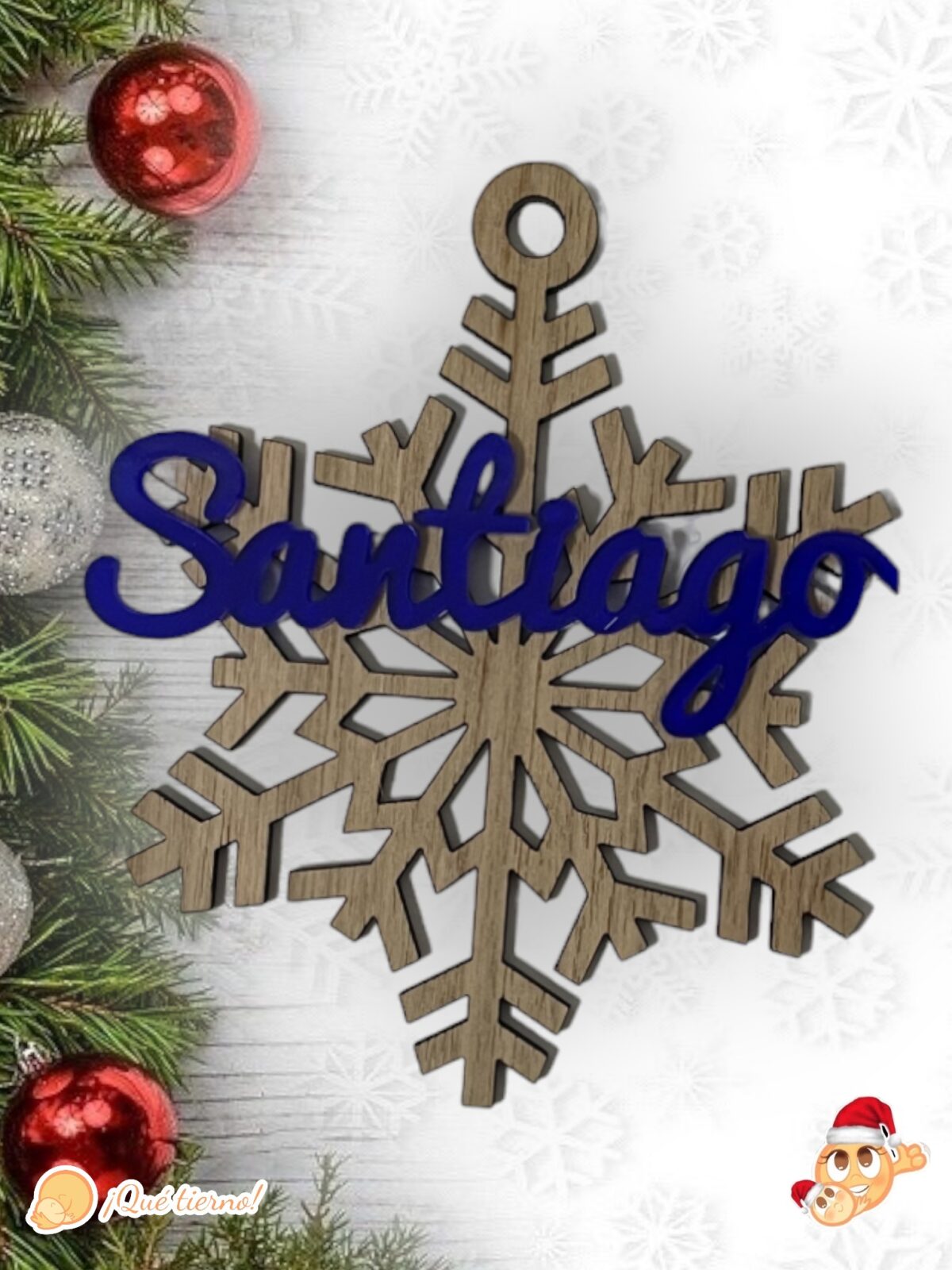 BOLA NAVIDAD QUE TIERNO CANARIAS MADERA PERSONALIZADO