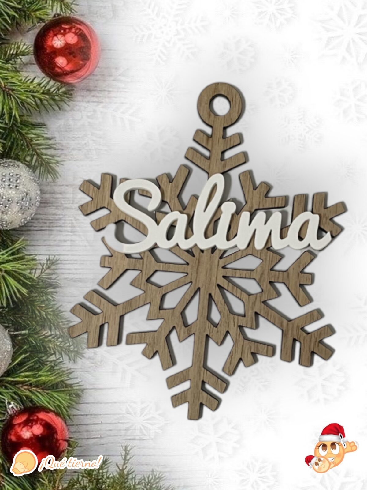 BOLA NAVIDAD QUE TIERNO CANARIAS MADERA PERSONALIZADO