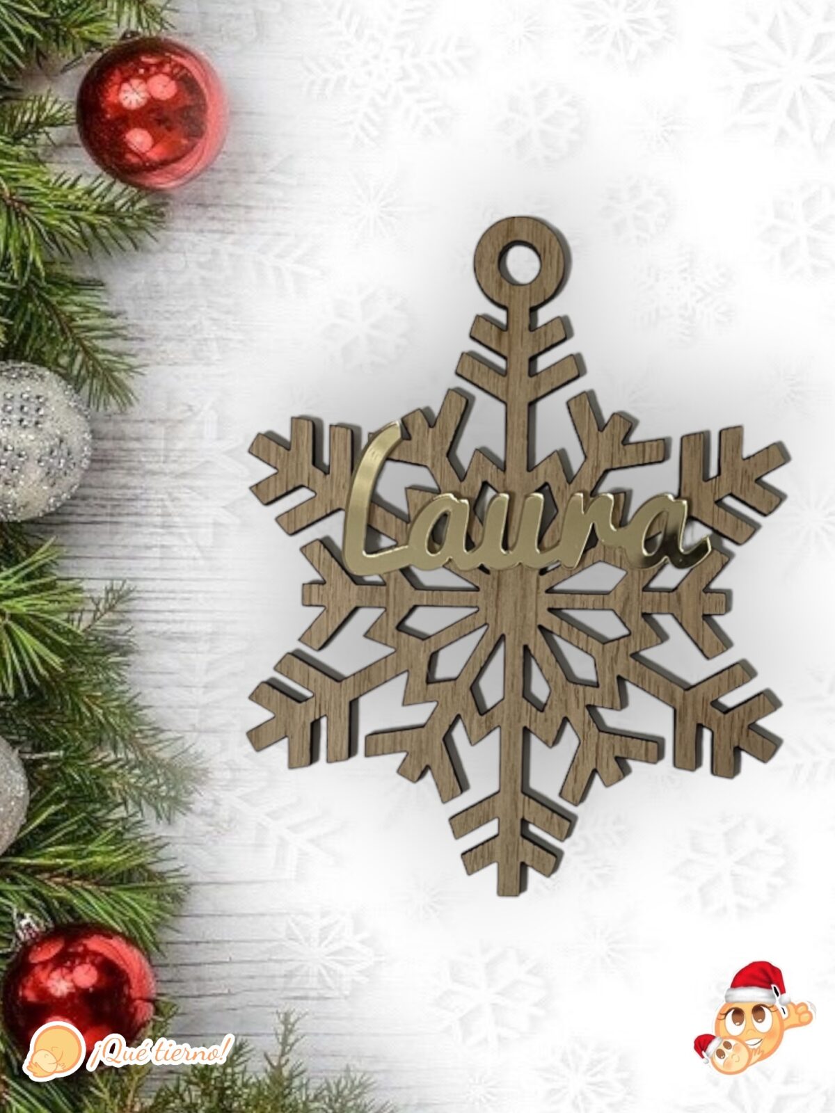 BOLA NAVIDAD QUE TIERNO CANARIAS MADERA PERSONALIZADO