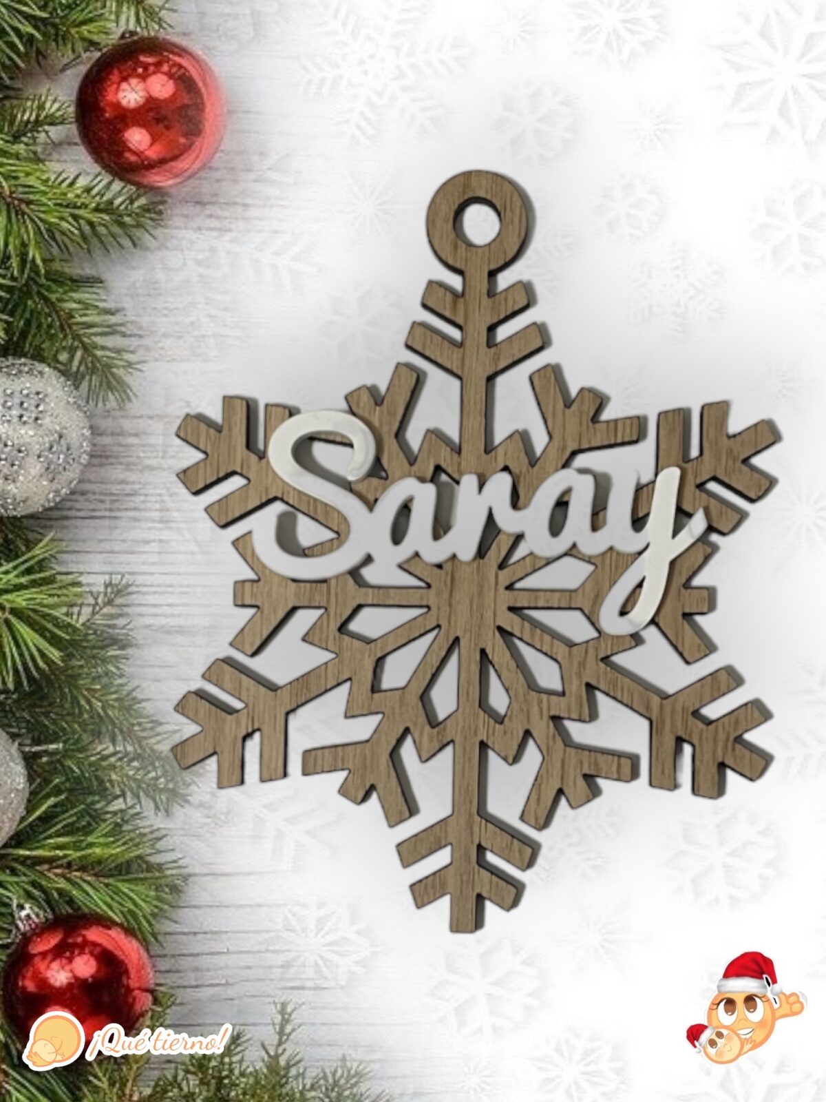 BOLA NAVIDAD QUE TIERNO CANARIAS MADERA PERSONALIZADO