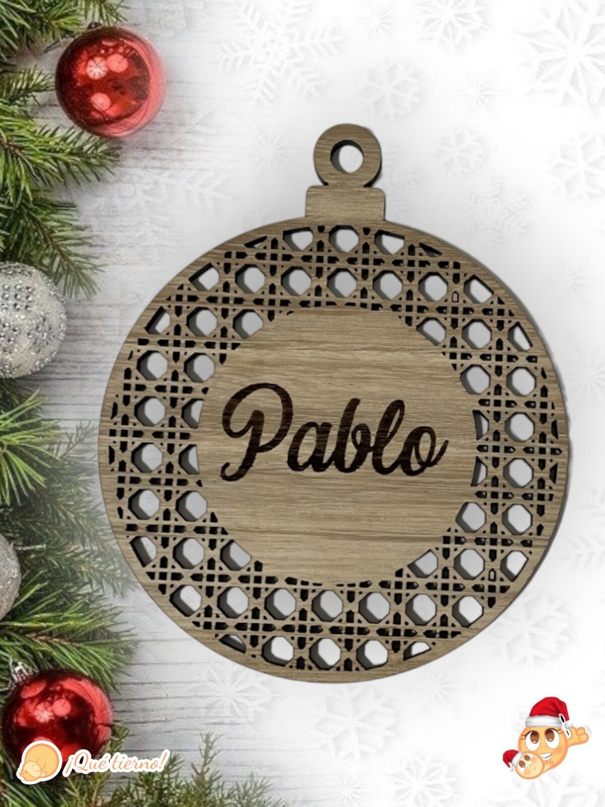 BOLA NAVIDAD QUE TIERNO CANARIAS MADERA PERSONALIZADO (34) BOLA NAVIDAD QUE TIERNO CANARIAS MADERA PERSONALIZADO