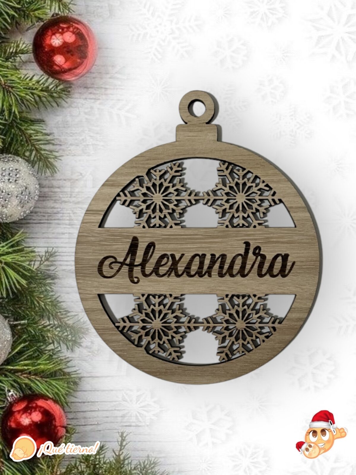 BOLA NAVIDAD QUE TIERNO CANARIAS MADERA PERSONALIZADO