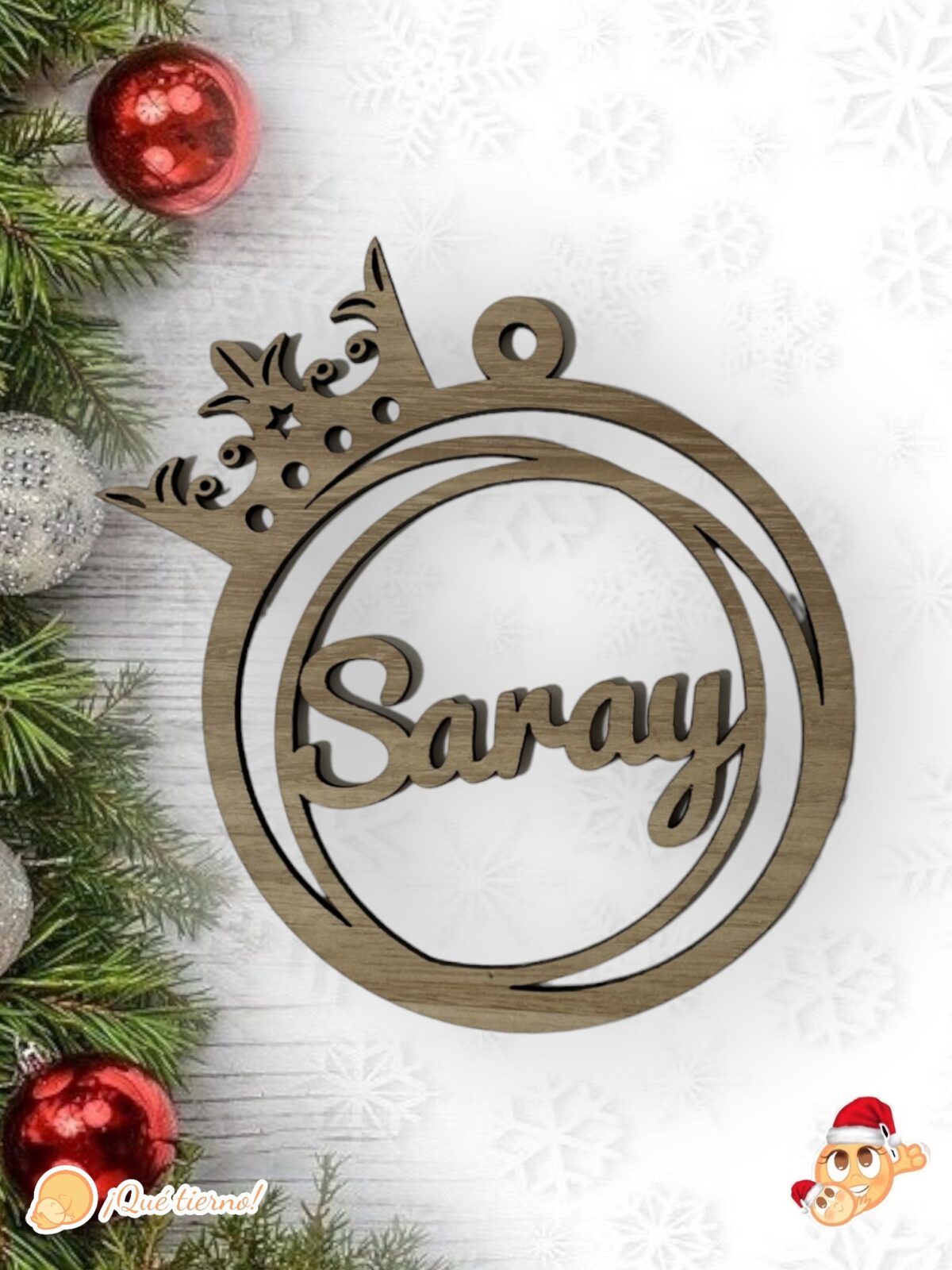 BOLA NAVIDAD QUE TIERNO CANARIAS MADERA PERSONALIZADO (39) BOLA NAVIDAD QUE TIERNO CANARIAS MADERA PERSONALIZADO