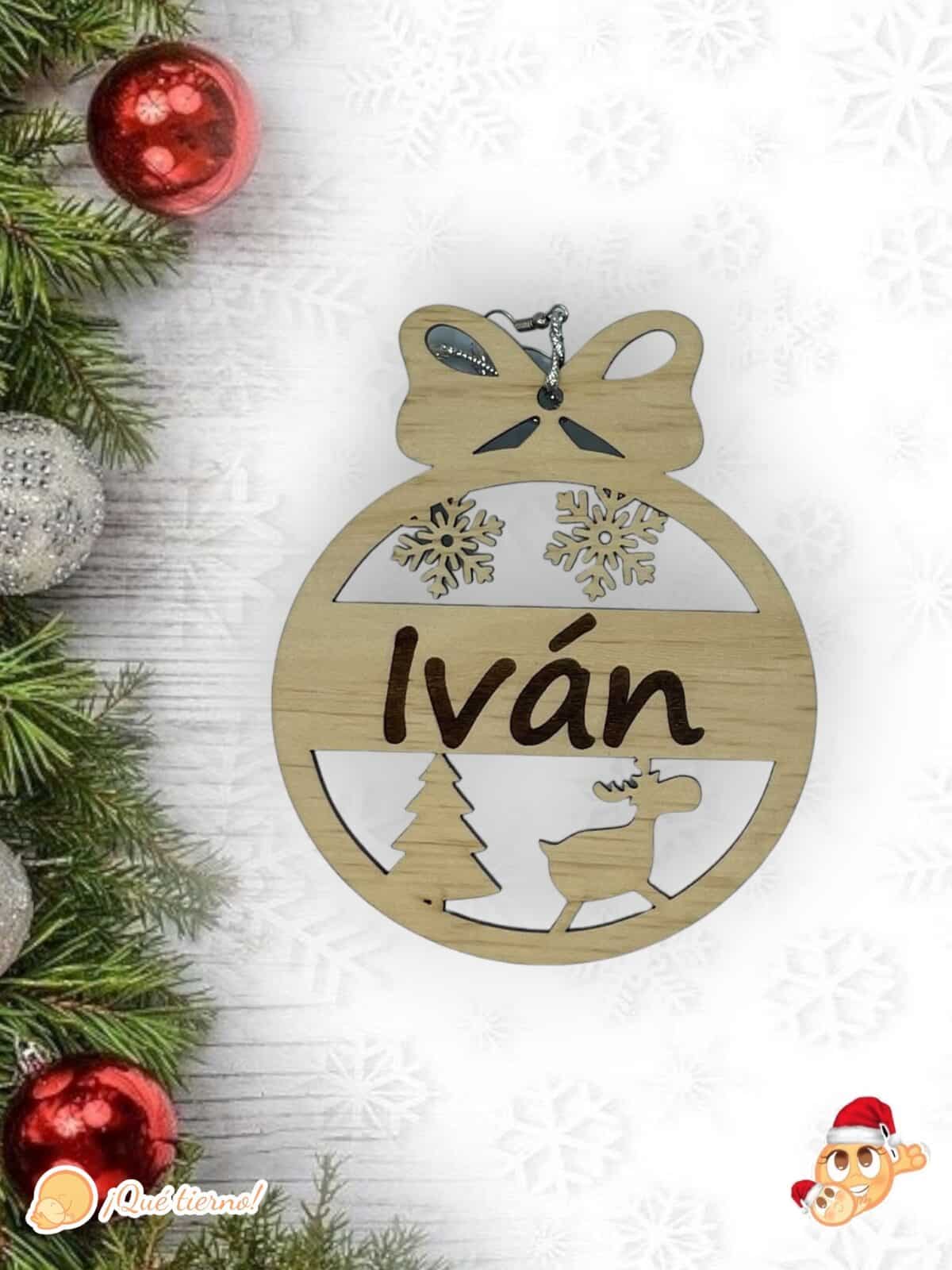 BOLA NAVIDAD QUE TIERNO CANARIAS MADERA PERSONALIZADO