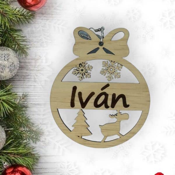 BOLA NAVIDAD QUE TIERNO CANARIAS MADERA PERSONALIZADO