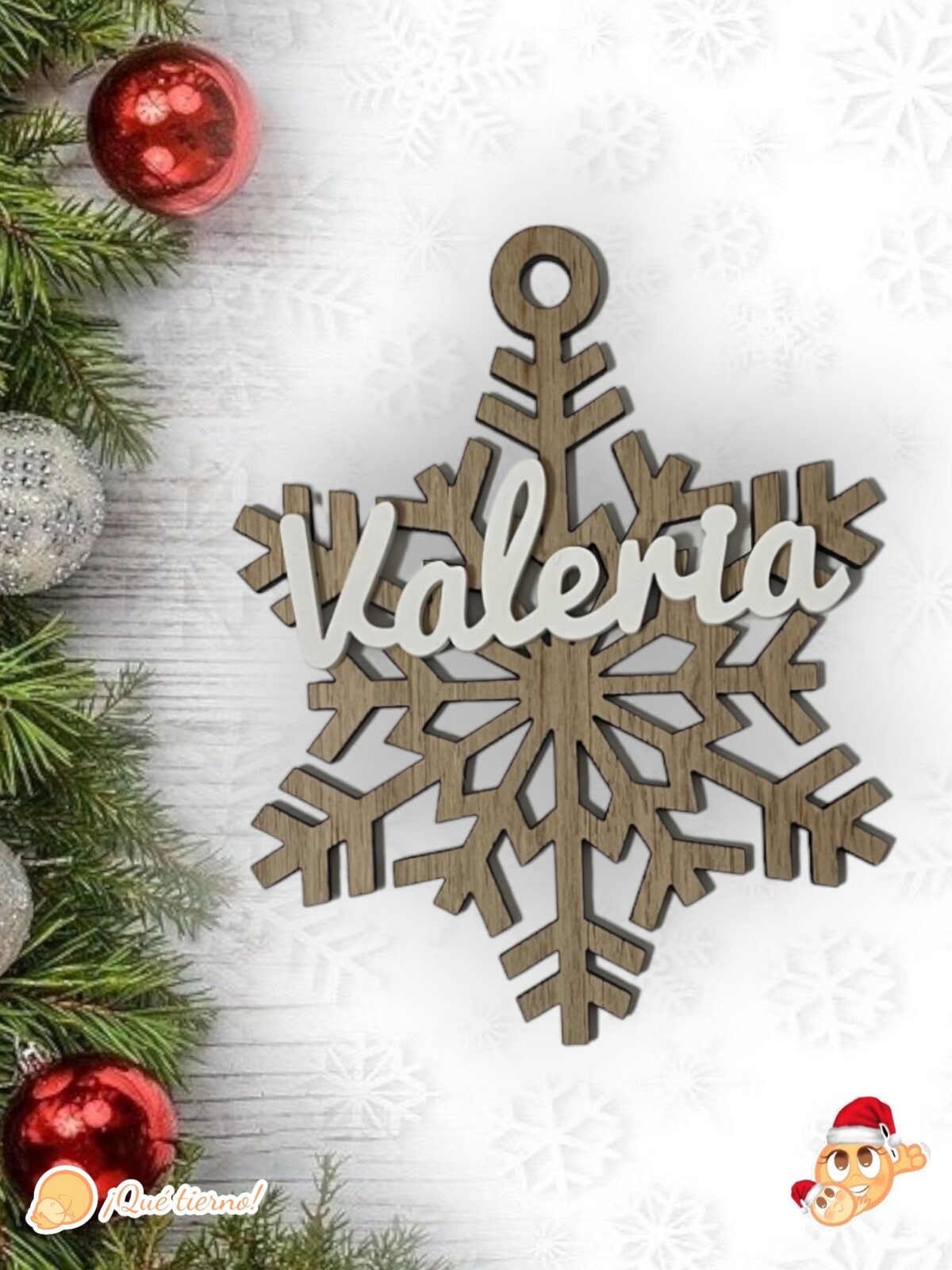 BOLA NAVIDAD QUE TIERNO CANARIAS MADERA PERSONALIZADO