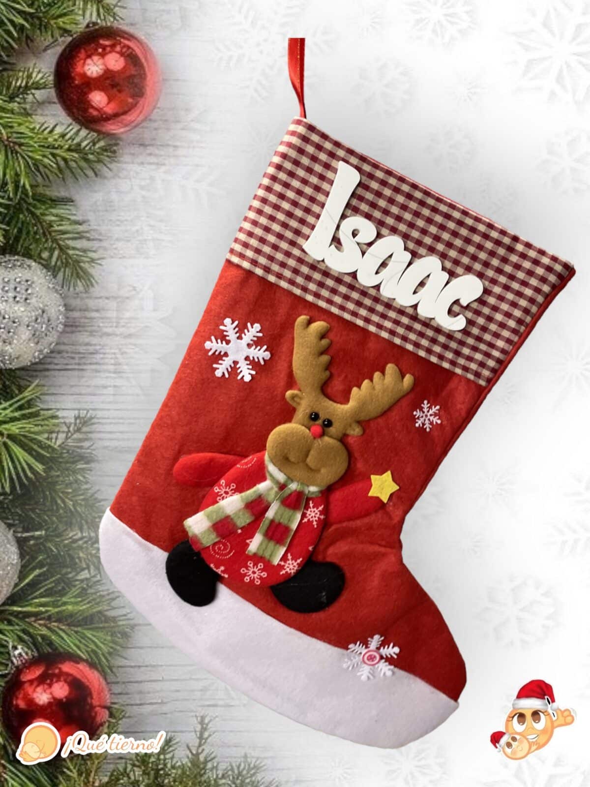 CALCETIN NAVIDAD BOTA PAPA NOEL RENO MUÑECO DE NIEVE ROJO LAS PALMAS QUE TIERNO PERSONALIZADO CANARIAS