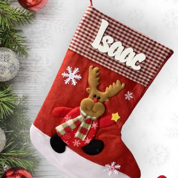 CALCETIN NAVIDAD BOTA PAPA NOEL RENO MUÑECO DE NIEVE ROJO LAS PALMAS QUE TIERNO PERSONALIZADO CANARIAS