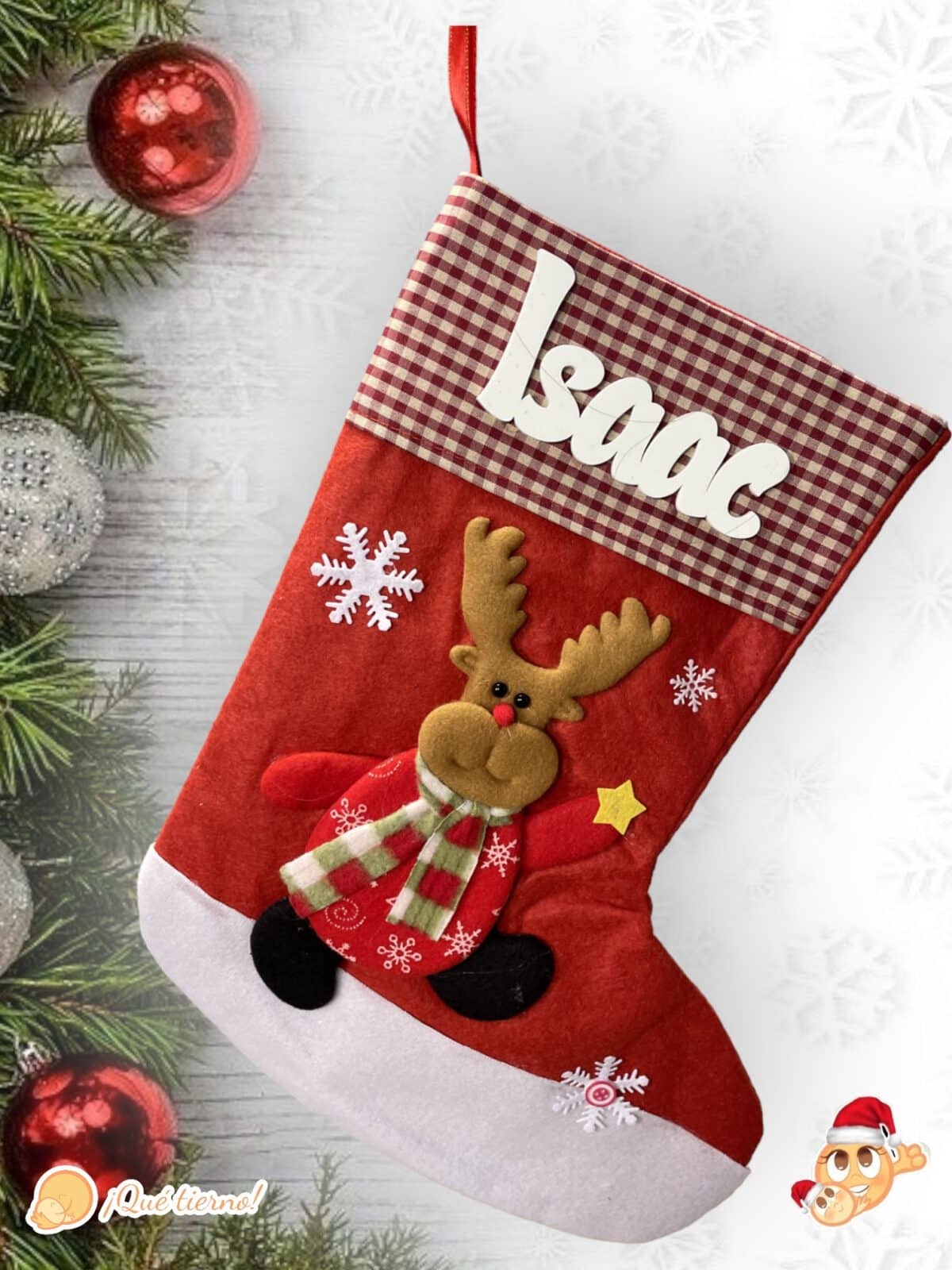 CALCETIN NAVIDAD BOTA PAPA NOEL RENO MUÑECO DE NIEVE ROJO LAS PALMAS QUE TIERNO PERSONALIZADO CANARIAS