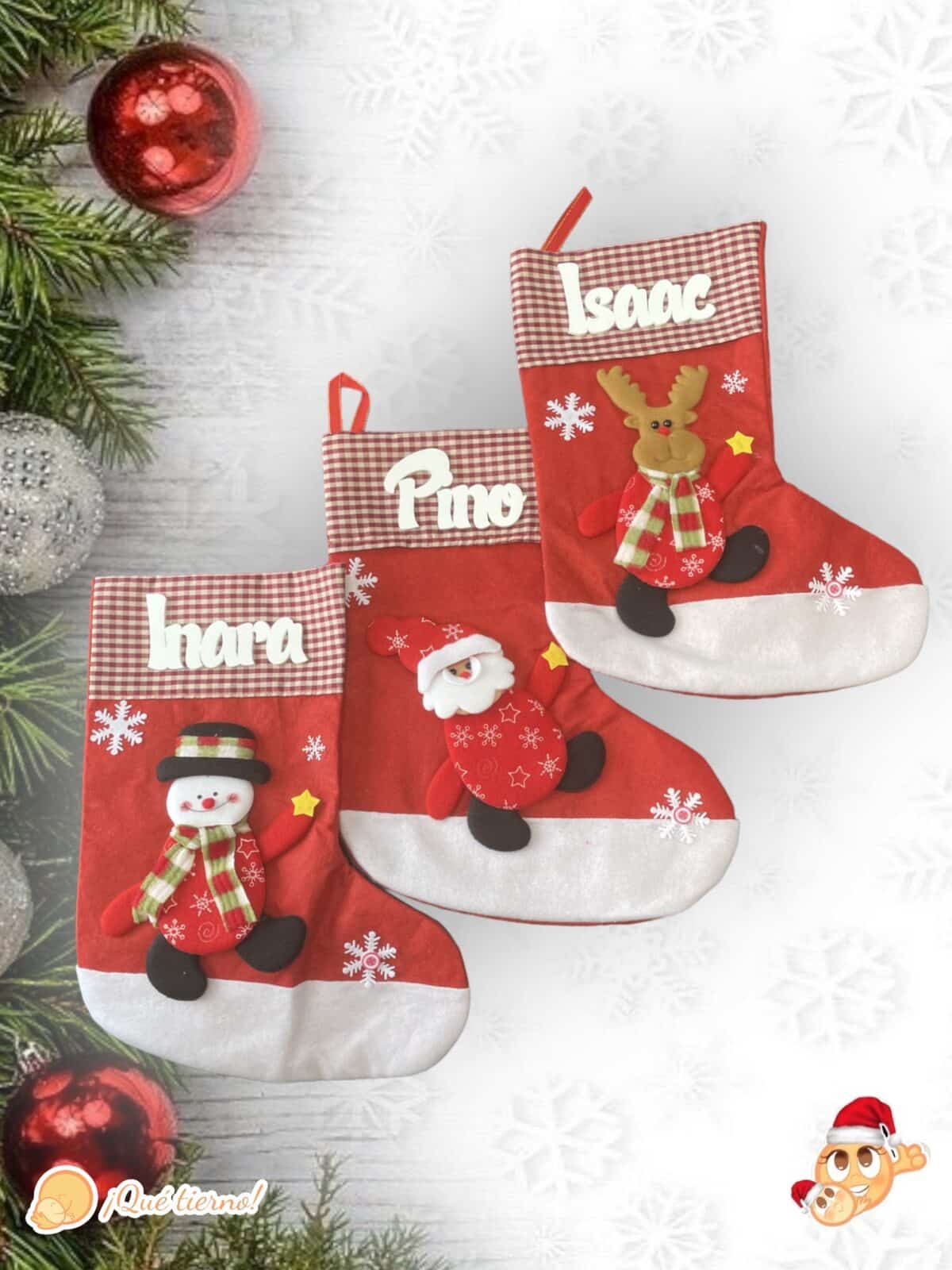 CALCETIN NAVIDAD BOTA PAPA NOEL RENO MUÑECO DE NIEVE ROJO LAS PALMAS QUE TIERNO PERSONALIZADO CANARIAS