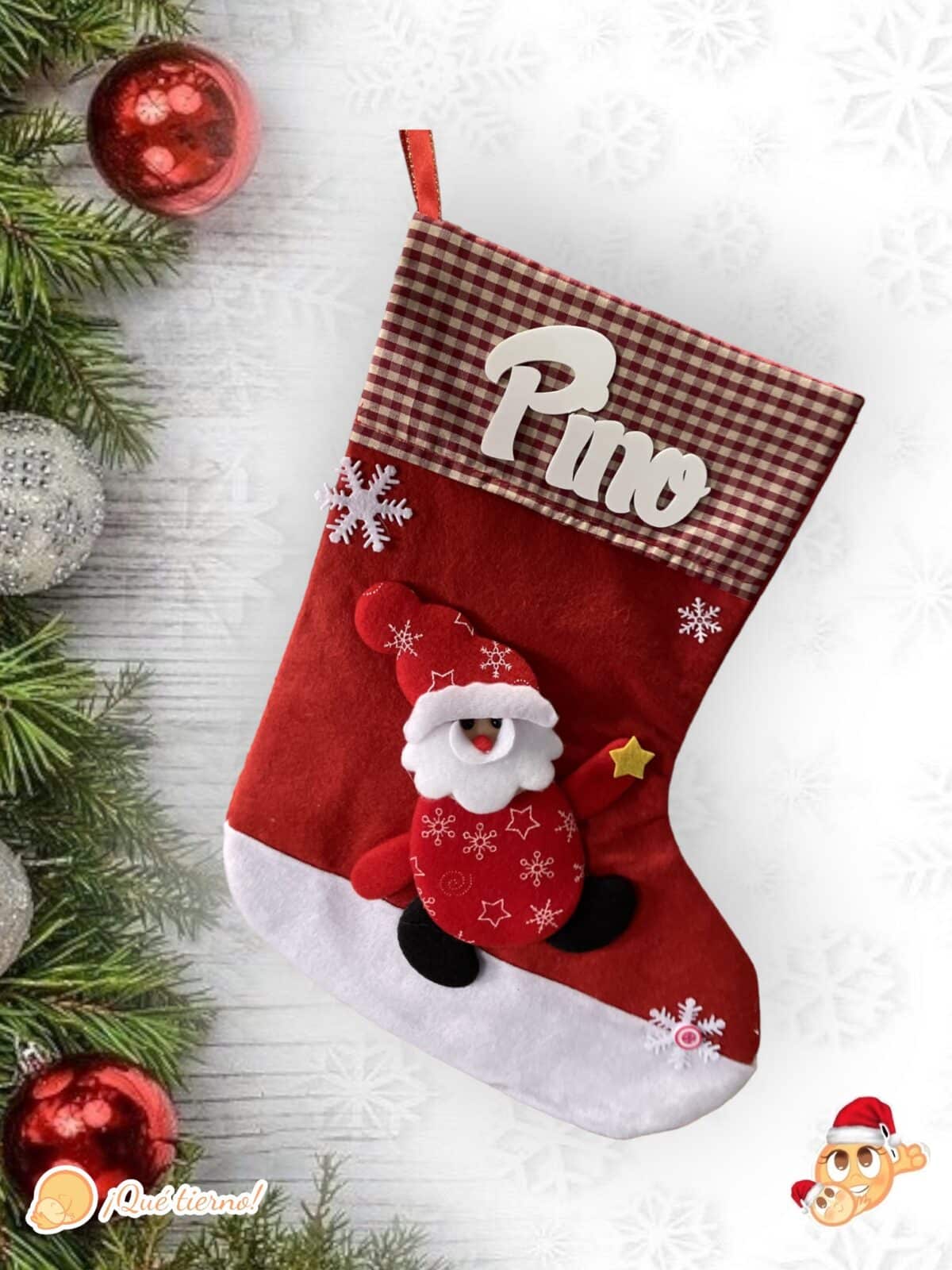 CALCETIN NAVIDAD BOTA PAPA NOEL RENO MUÑECO DE NIEVE ROJO LAS PALMAS QUE TIERNO PERSONALIZADO CANARIAS