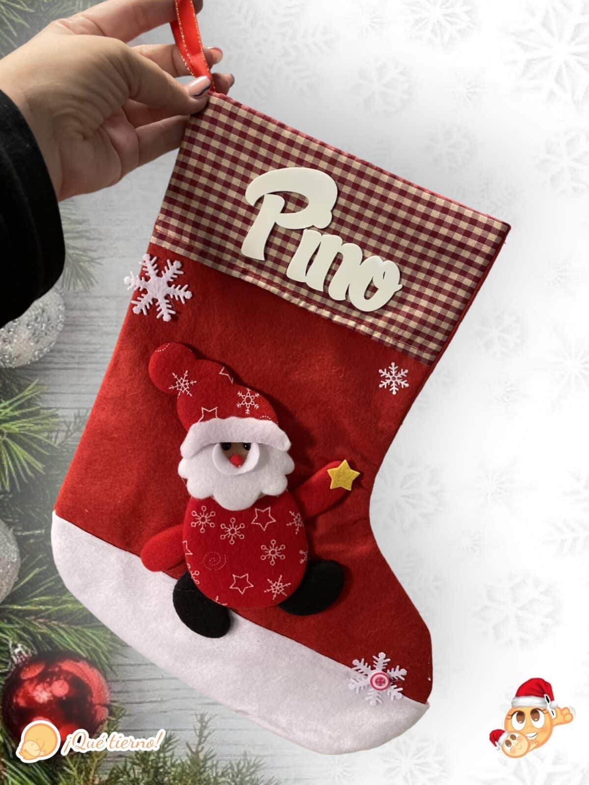 CALCETIN NAVIDAD BOTA PAPA NOEL RENO MUÑECO DE NIEVE ROJO LAS PALMAS QUE TIERNO PERSONALIZADO CANARIAS