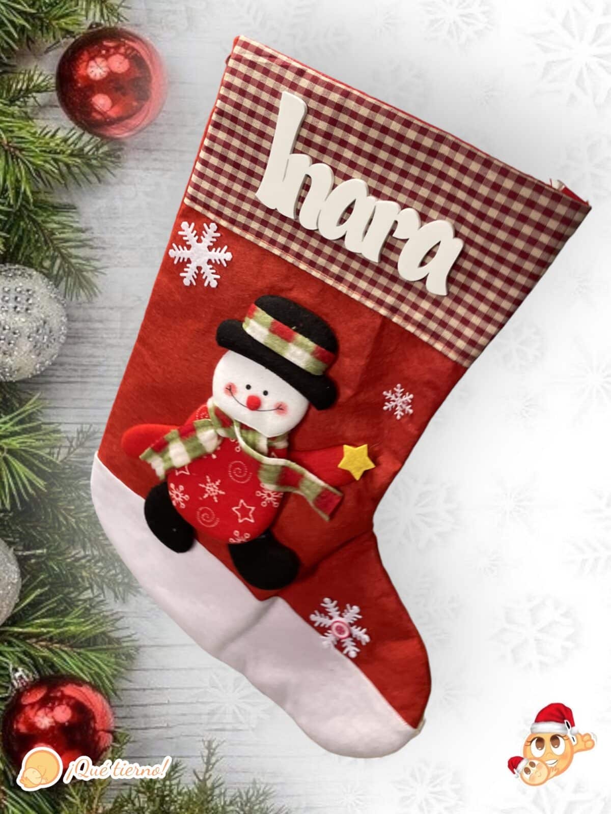 CALCETIN NAVIDAD BOTA PAPA NOEL RENO MUÑECO DE NIEVE ROJO LAS PALMAS QUE TIERNO PERSONALIZADO CANARIAS