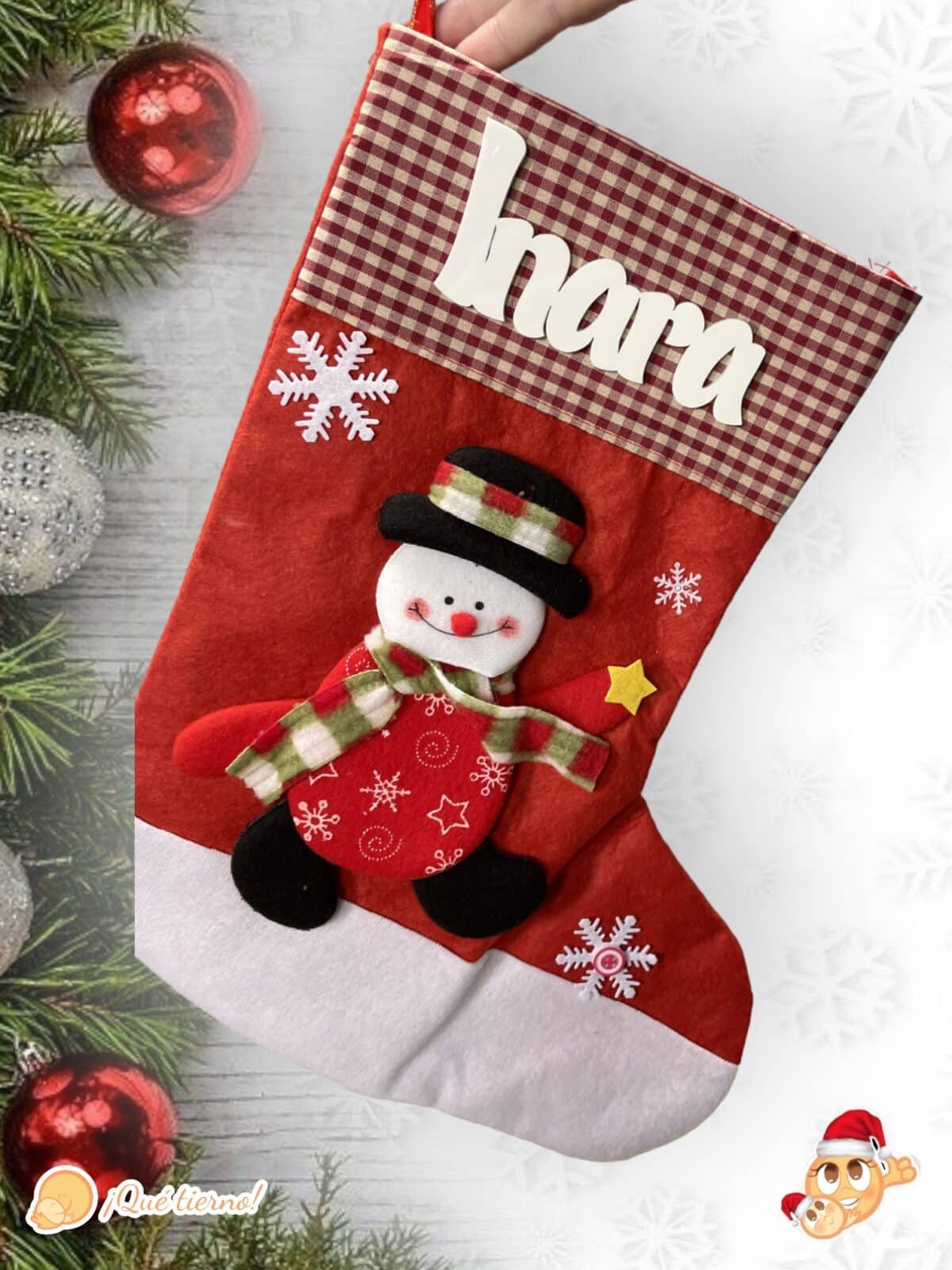 CALCETIN NAVIDAD BOTA PAPA NOEL RENO MUÑECO DE NIEVE ROJO LAS PALMAS QUE TIERNO PERSONALIZADO CANARIAS