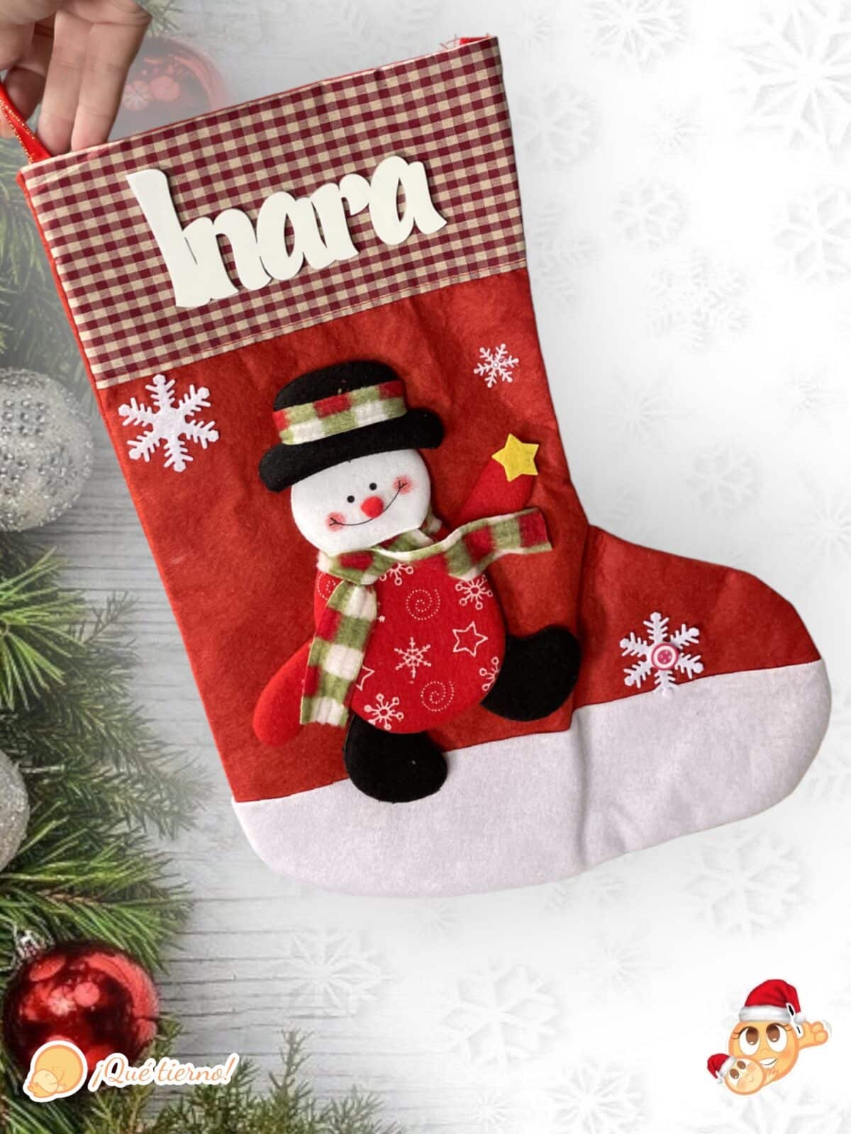 CALCETIN NAVIDAD BOTA PAPA NOEL RENO MUÑECO DE NIEVE ROJO LAS PALMAS QUE TIERNO PERSONALIZADO CANARIAS