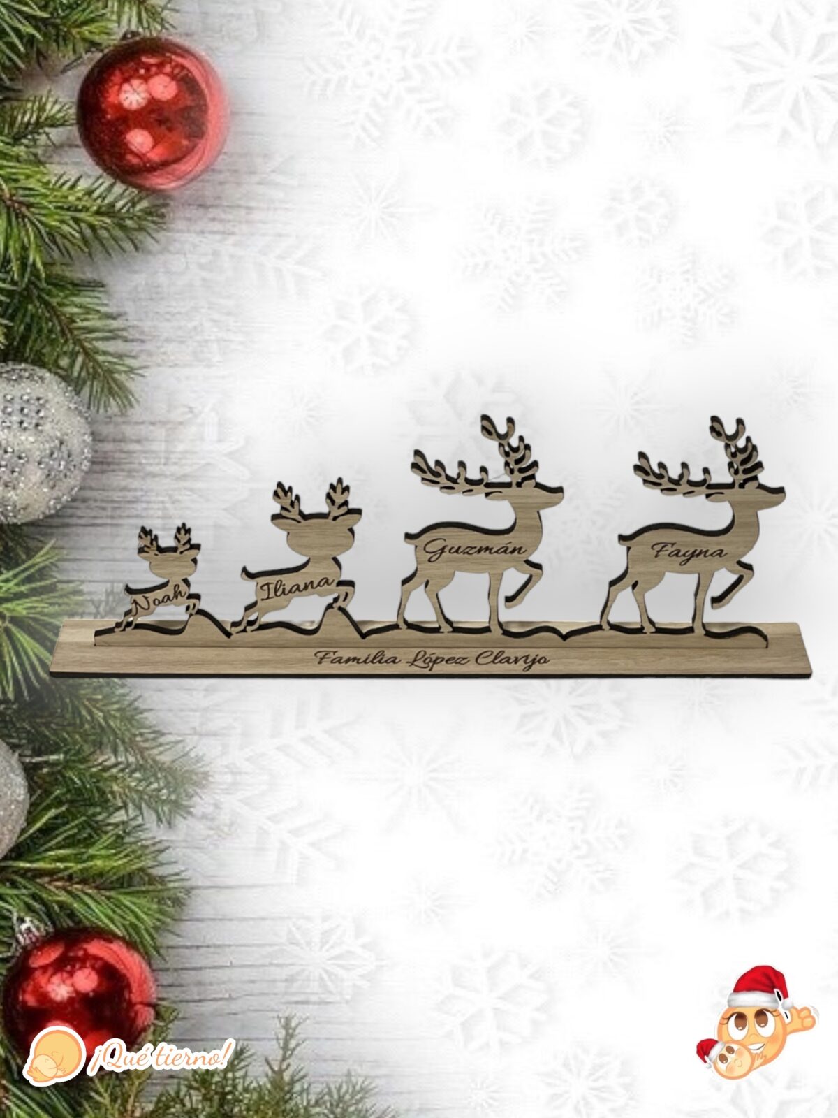 familia de renos que tierno navidad madera personalizado canarias las palmas