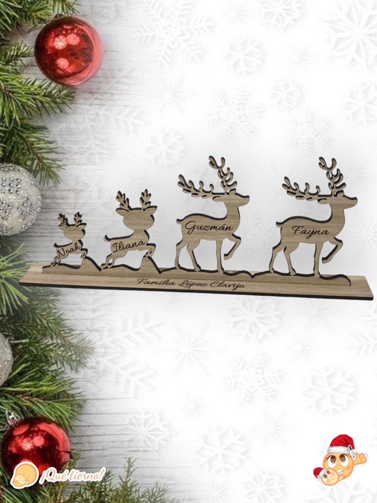familia de renos que tierno navidad madera personalizado canarias las palmas