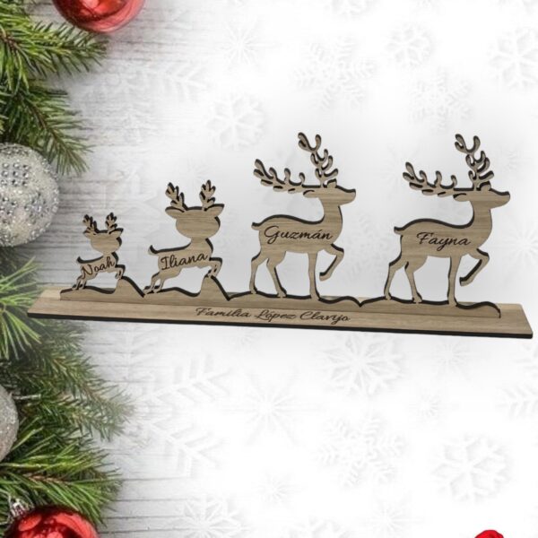 familia de renos que tierno navidad madera personalizado canarias las palmas