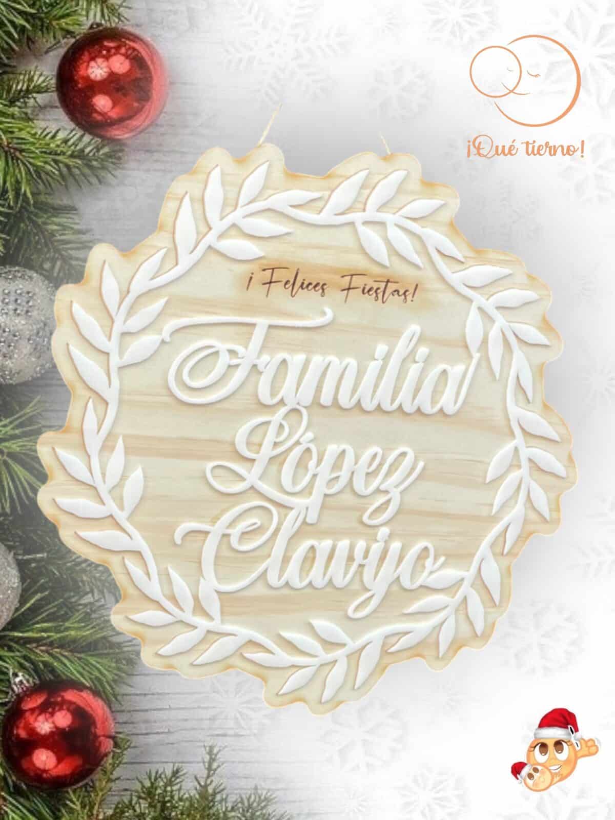 GUIRNALDA FAMILIAR NAVIDAD CLASICA MADERA METACRILATO QUE TIERNO CANARIAS LAS PALMAS