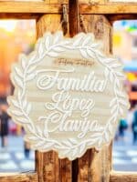 GUIRNALDA FAMILIAR NAVIDAD CLASICA MADERA METACRILATO QUE TIERNO CANARIAS LAS PALMAS