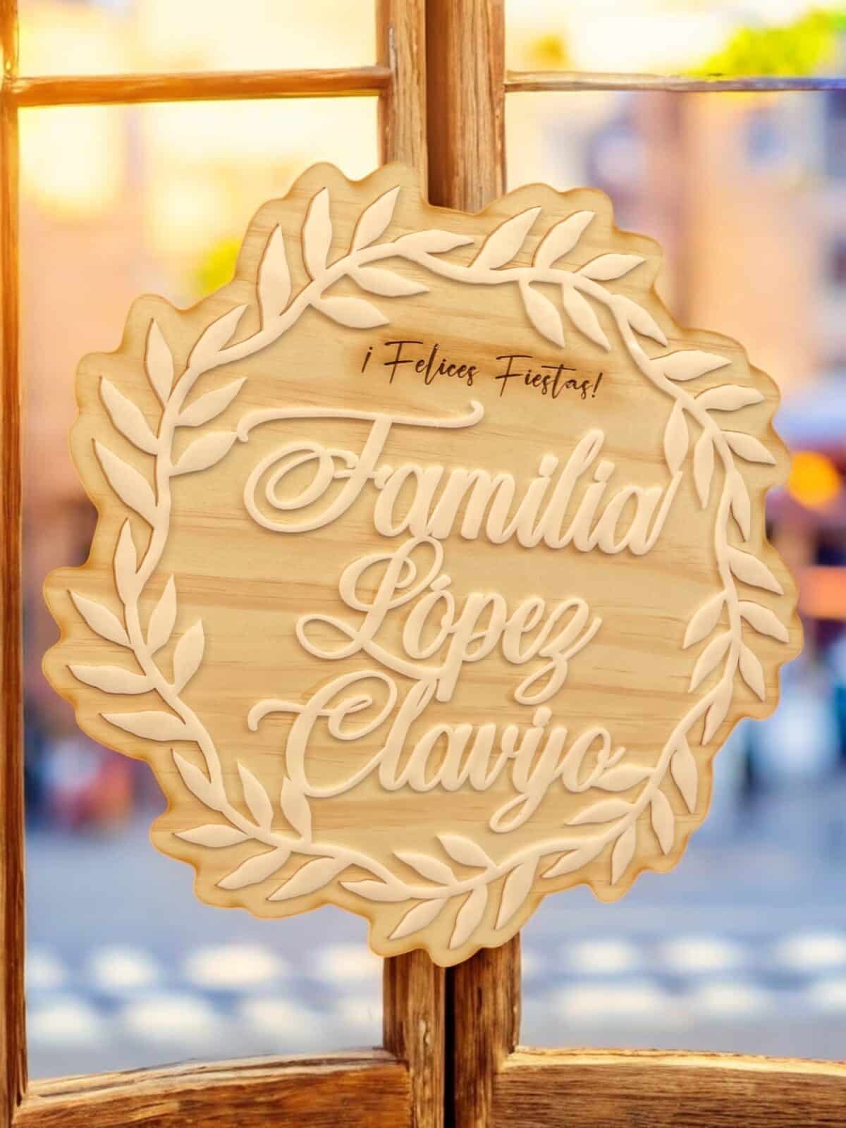 GUIRNALDA FAMILIAR NAVIDAD CLASICA MADERA METACRILATO QUE TIERNO CANARIAS LAS PALMAS