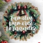 GUIRNALDA NAVIDAD CORONA FLORES FAMILIA PERSONALIZADO MADERA QUE TIERNO LAS PALMAS CANARIAS