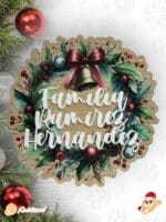 GUIRNALDA NAVIDAD CORONA FLORES FAMILIA PERSONALIZADO MADERA QUE TIERNO LAS PALMAS CANARIAS