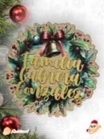 GUIRNALDA NAVIDAD CORONA FLORES FAMILIA PERSONALIZADO MADERA QUE TIERNO LAS PALMAS CANARIAS