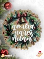 GUIRNALDA NAVIDAD CORONA FLORES FAMILIA PERSONALIZADO MADERA QUE TIERNO LAS PALMAS CANARIAS