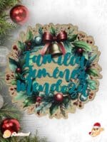 GUIRNALDA NAVIDAD CORONA FLORES FAMILIA PERSONALIZADO MADERA QUE TIERNO LAS PALMAS CANARIAS