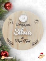 PLACA AUTENTICIDAD SACO DE PAPA NOEL PERSONALIZADA MADERA METACRILATO SELLO POLO NORTE NAVIDAD QUE TIERNO LAS PALMAS CANARIAS