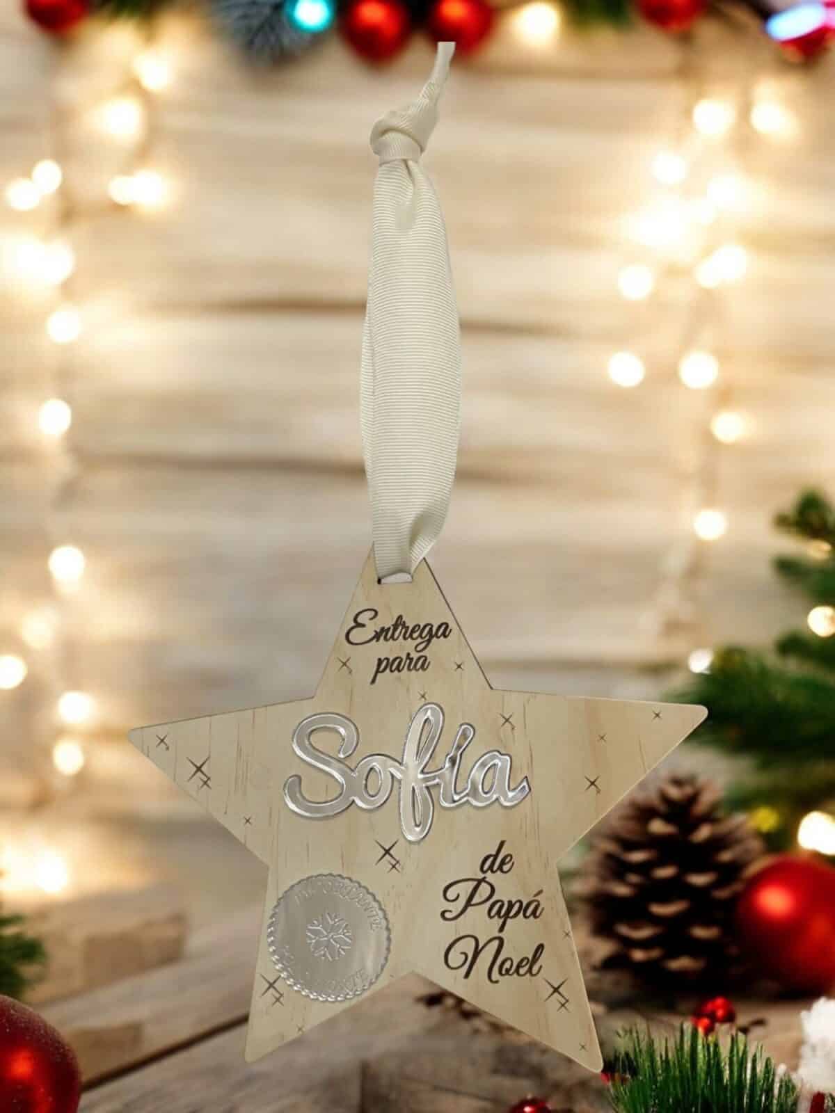 PLACA AUTENTICIDAD SACO DE PAPA NOEL PERSONALIZADA MADERA METACRILATO SELLO POLO NORTE NAVIDAD QUE TIERNO LAS PALMAS CANARIAS