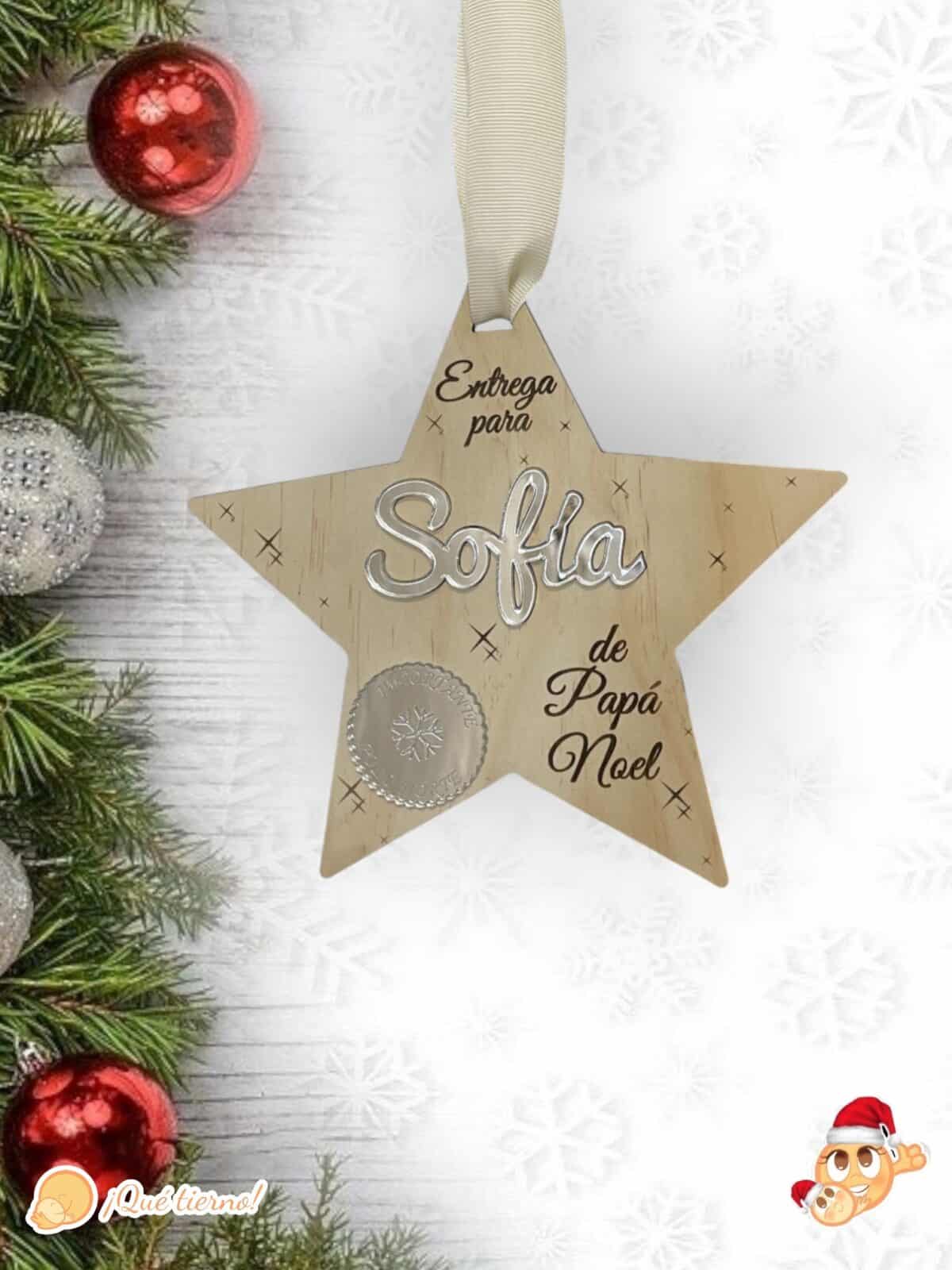 PLACA AUTENTICIDAD SACO DE PAPA NOEL PERSONALIZADA MADERA METACRILATO SELLO POLO NORTE NAVIDAD QUE TIERNO LAS PALMAS CANARIAS
