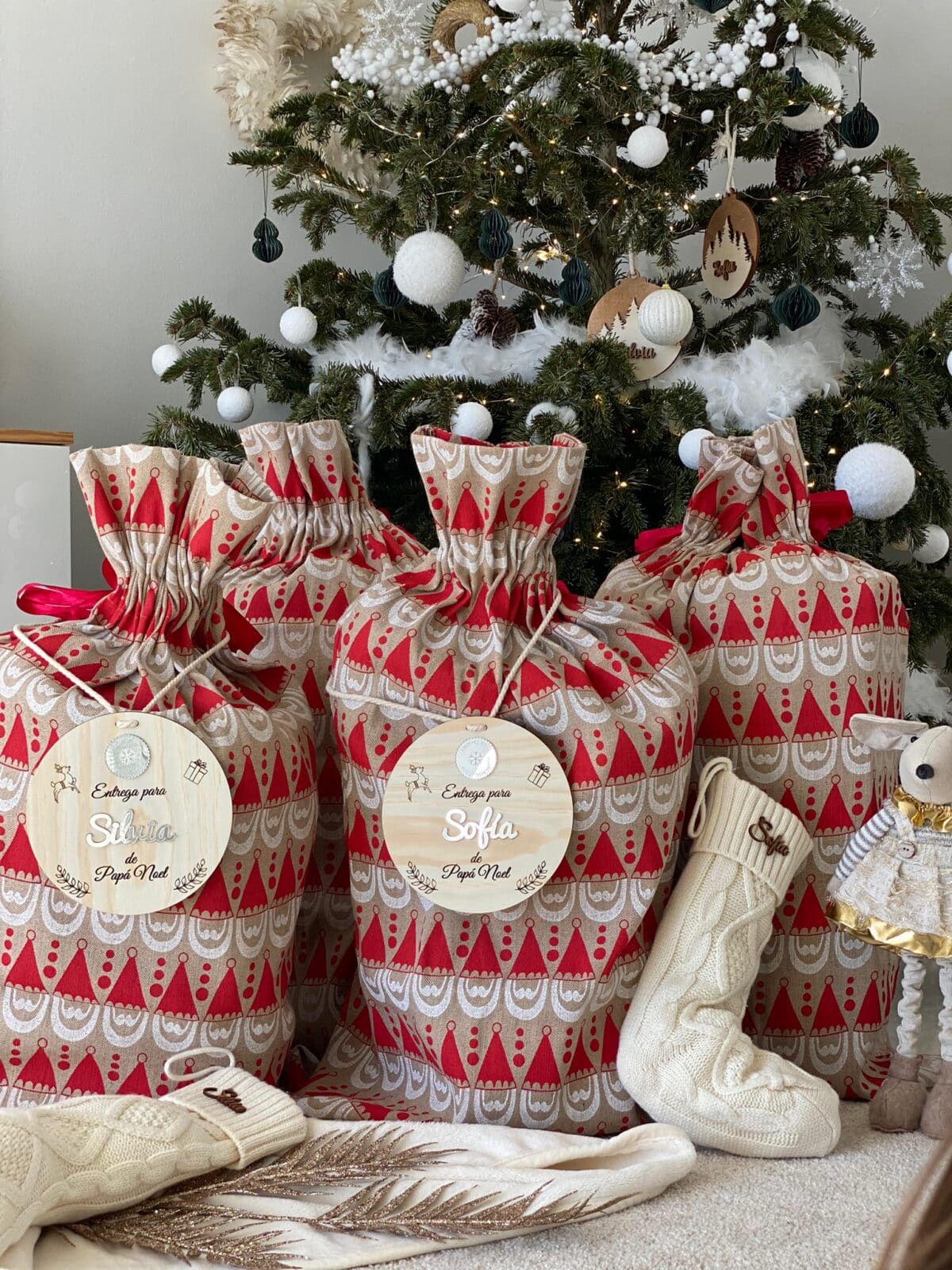 PLACA AUTENTICIDAD SACO DE PAPA NOEL PERSONALIZADA MADERA METACRILATO SELLO POLO NORTE NAVIDAD QUE TIERNO LAS PALMAS CANARIAS