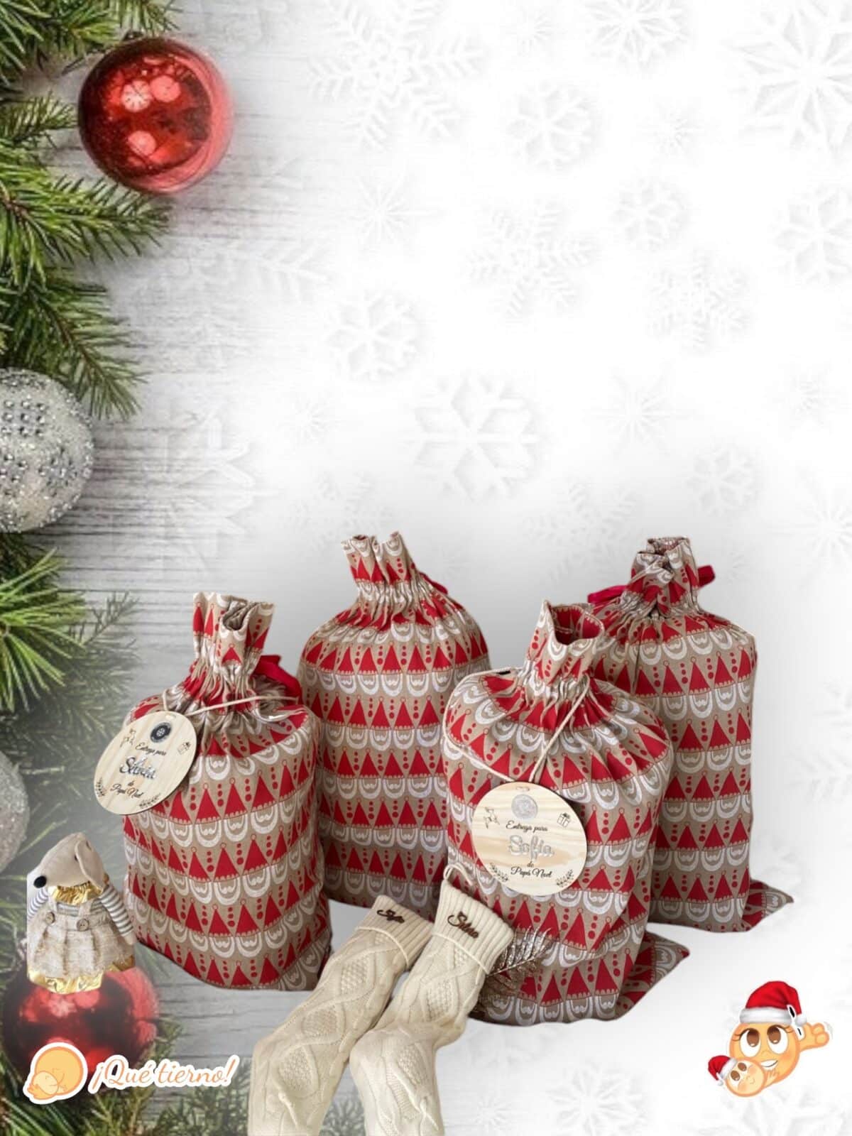 PLACA AUTENTICIDAD SACO DE PAPA NOEL PERSONALIZADA MADERA METACRILATO SELLO POLO NORTE NAVIDAD QUE TIERNO LAS PALMAS CANARIAS