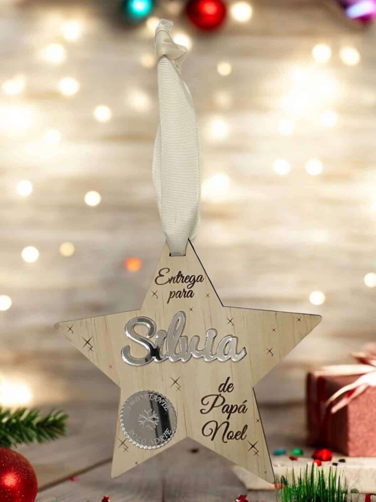 PLACA AUTENTICIDAD SACO DE PAPA NOEL PERSONALIZADA MADERA METACRILATO SELLO POLO NORTE NAVIDAD QUE TIERNO LAS PALMAS CANARIAS