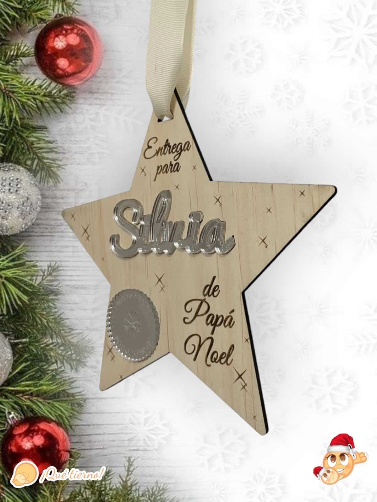 PLACA AUTENTICIDAD SACO DE PAPA NOEL PERSONALIZADA MADERA METACRILATO SELLO POLO NORTE NAVIDAD QUE TIERNO LAS PALMAS CANARIAS