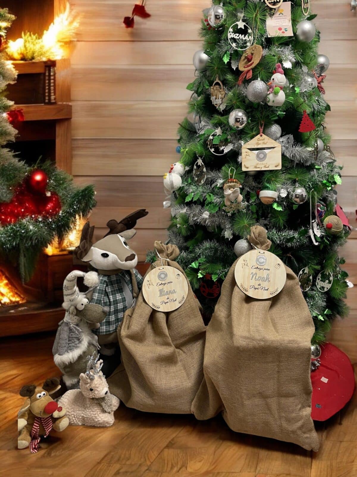 PLACA AUTENTICIDAD SACO DE PAPA NOEL PERSONALIZADA MADERA METACRILATO SELLO POLO NORTE NAVIDAD QUE TIERNO LAS PALMAS CANARIAS