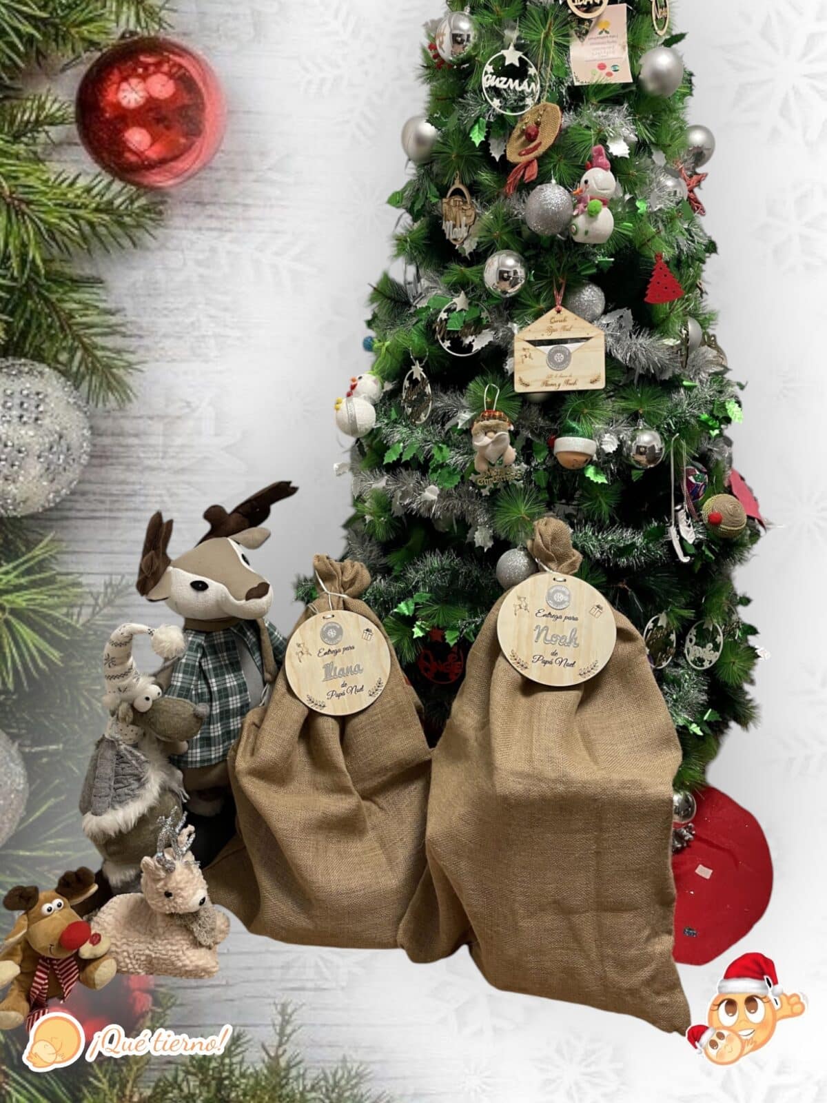 PLACA AUTENTICIDAD SACO DE PAPA NOEL PERSONALIZADA MADERA METACRILATO SELLO POLO NORTE NAVIDAD QUE TIERNO LAS PALMAS CANARIAS