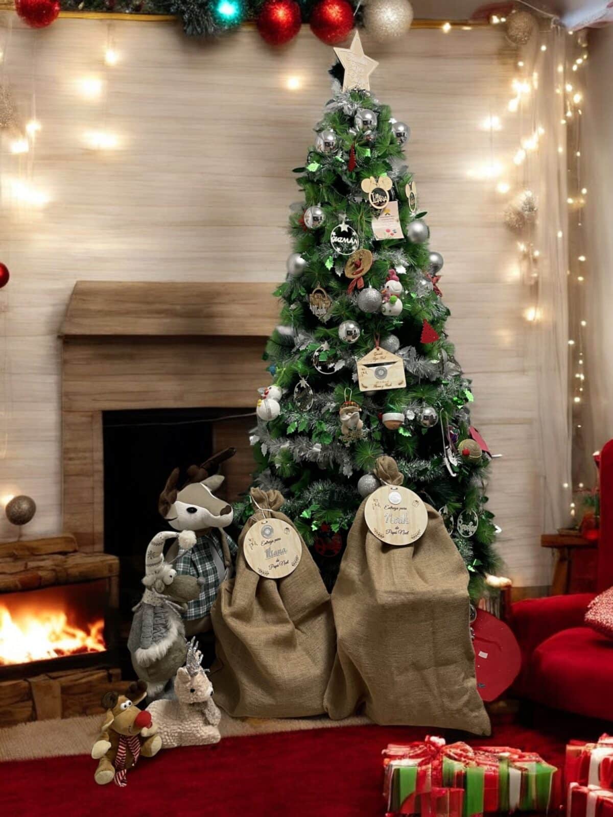 PLACA AUTENTICIDAD SACO DE PAPA NOEL PERSONALIZADA MADERA METACRILATO SELLO POLO NORTE NAVIDAD QUE TIERNO LAS PALMAS CANARIAS