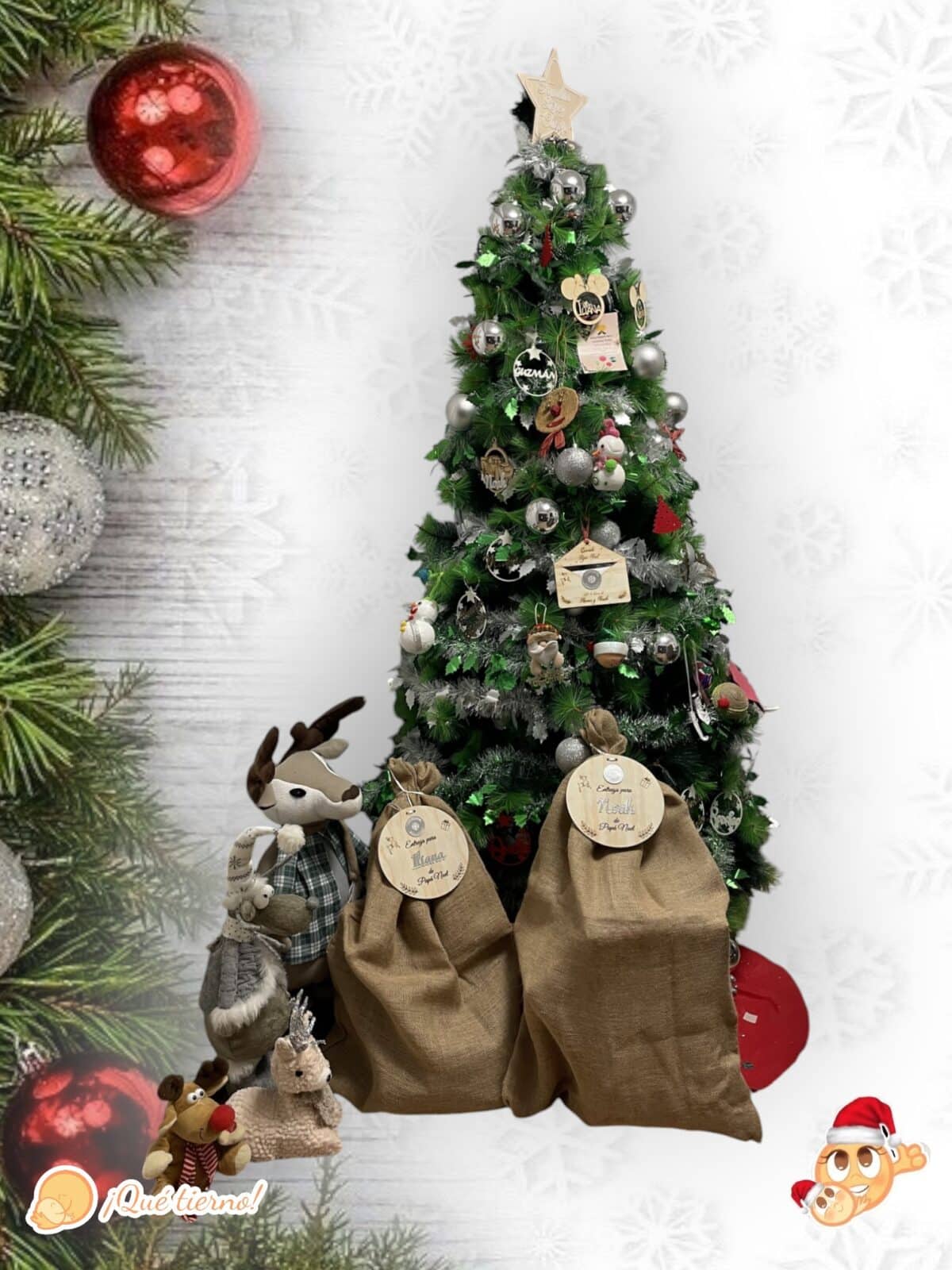 PLACA AUTENTICIDAD SACO DE PAPA NOEL PERSONALIZADA MADERA METACRILATO SELLO POLO NORTE NAVIDAD QUE TIERNO LAS PALMAS CANARIAS