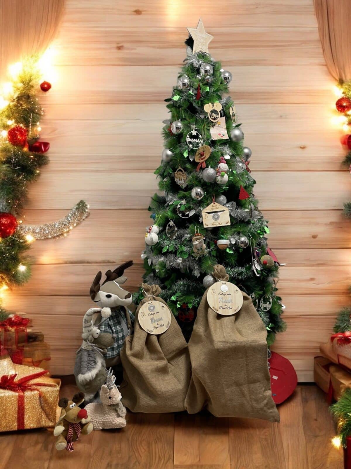 PLACA AUTENTICIDAD SACO DE PAPA NOEL PERSONALIZADA MADERA METACRILATO SELLO POLO NORTE NAVIDAD QUE TIERNO LAS PALMAS CANARIAS