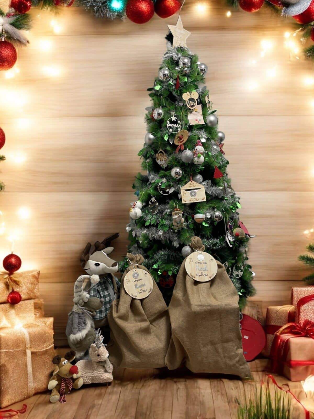 PLACA AUTENTICIDAD SACO DE PAPA NOEL PERSONALIZADA MADERA METACRILATO SELLO POLO NORTE NAVIDAD QUE TIERNO LAS PALMAS CANARIAS