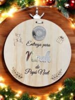 PLACA AUTENTICIDAD SACO DE PAPA NOEL PERSONALIZADA MADERA METACRILATO SELLO POLO NORTE NAVIDAD QUE TIERNO LAS PALMAS CANARIAS