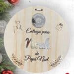 PLACA AUTENTICIDAD SACO DE PAPA NOEL PERSONALIZADA MADERA METACRILATO SELLO POLO NORTE NAVIDAD QUE TIERNO LAS PALMAS CANARIAS